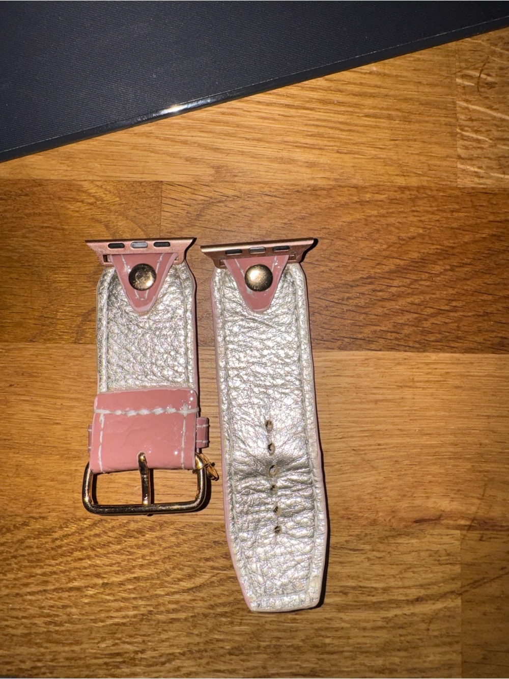 Patent Leather mauve Watch Strap with Gold Hardware - Picture 3 of 3